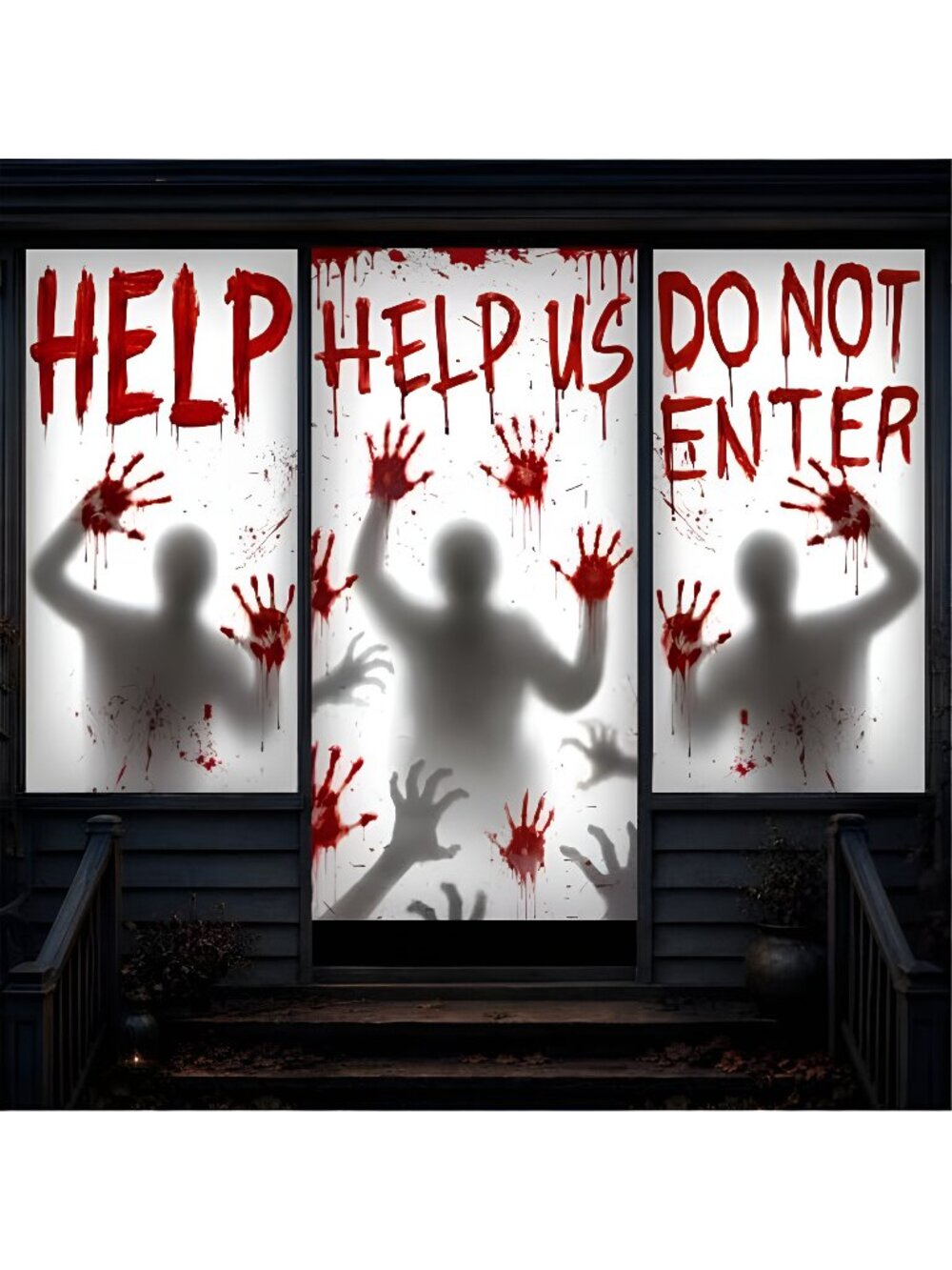 Halloween Decorations Door Cover Halloween Window Decorations 6Pcs Scary Window